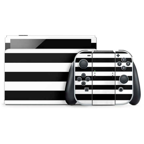 White and Black Stripes Nintendo Switch OLED (2021) Skin